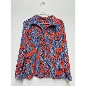 Women’s Vintage Paisley Polyester Disco Shirt Wide Collar